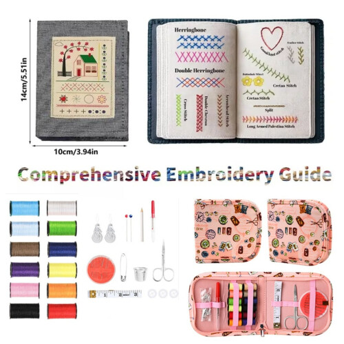 Stitch Book Embroidery Kit — Felt Stitch Guide with Full Sewing Tools, Multicolor Thread Set, Compact 14x10x2cm 1