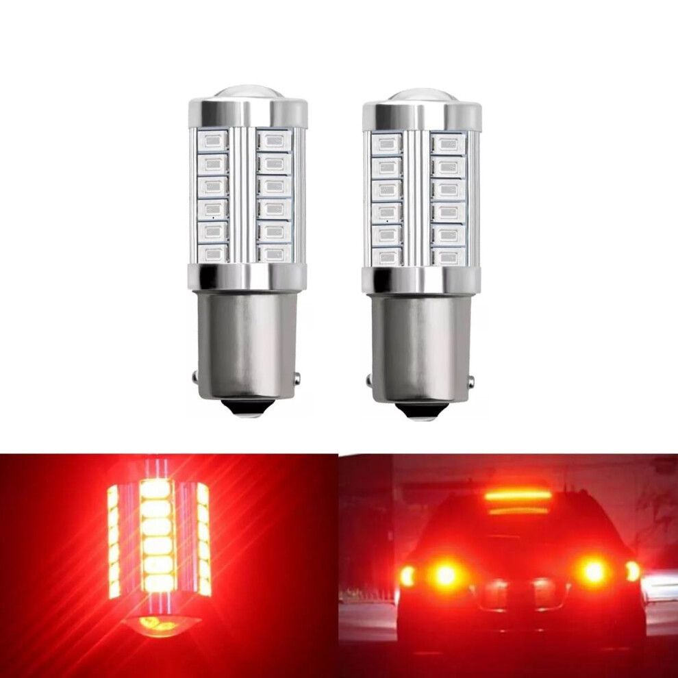 1156 Ba15s Led Bulb 5630 33Smd 660Lm Brightness Brake And Turn Signal For Car Suv Rv Pack Of 2 Red/Light 9073542146896