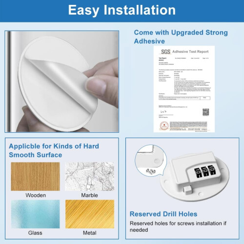 No Drilling Combination Code Refrigerator Lock, Oval Password Lock, Regular Size (2-Pack) White 2