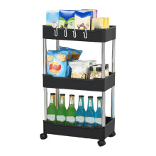 Rolling Storage Cart 3Tier Slim Bathroom Organizer Shelf with Wheels for Small Spaces