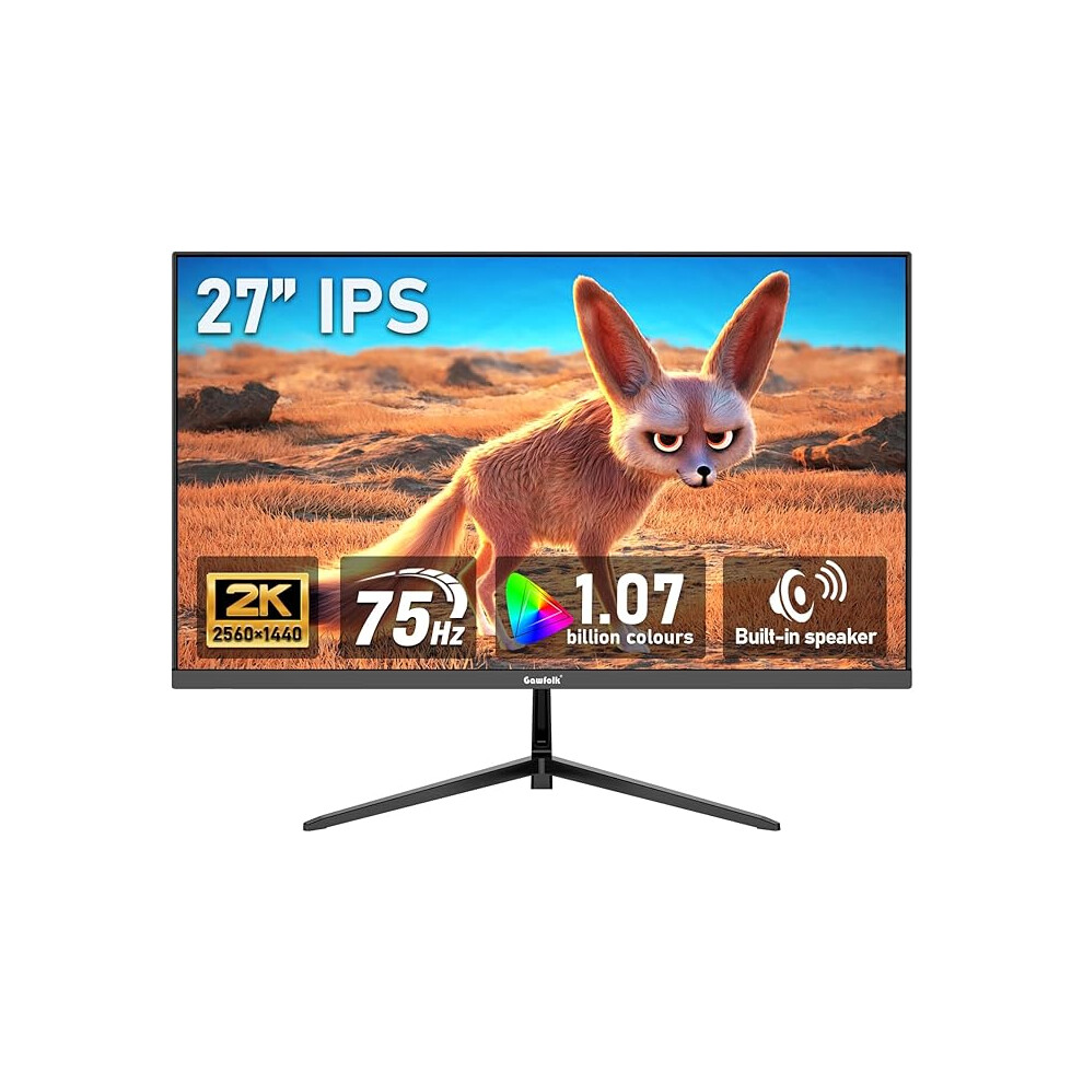 Gawfolk 27 Inch Ips 2K Qhd (2560Ã1440) Computer Monitor 75Hz Gaming Pc Screen, 1Msï¼Adaptive Sync,100% Srgb, 009876123554