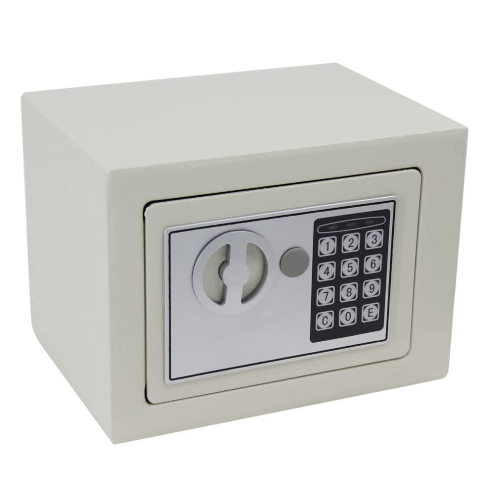 Digital Safe Box With Electronic Keypad, Iron Security Body, Dual Emergency Keys, White Compact Safe For Home And Office 9771547996484