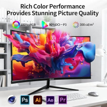 CRUA 32 Inch 4K Curved Monitor, 3000R VA Panel, UHD 3840x2160 with HDR10, Adaptive Sync, 100% sRGB, Eye Care Display for Gaming, Work & Entertainment
