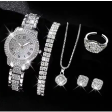 6PCS Womens Crystal Watch Set