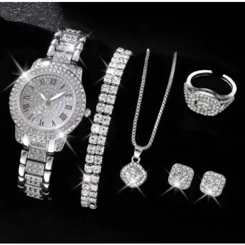 6PCS Womens Crystal Watch Set