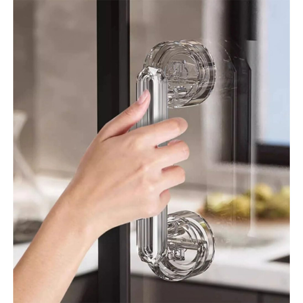 Transparent Suction Cup Handle For Glass Doors, NoâDrill Vacuum Lock Grip, Removable Bathroom Handle 9351714624237