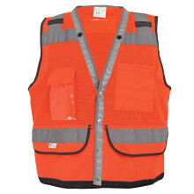 Visibility Safety Vest Orange X Large, Reflective Mesh Vest with Pockets, Heavy Duty Construction
