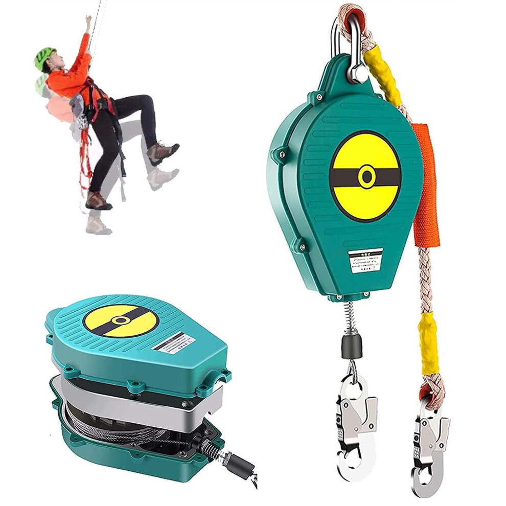 10M Self Retracting Lifeline With Steel Cable, Retractable Fall Arrester For Roofing And Construction, Alloy Steel Hook, 150Kg Capacity 9073542246350