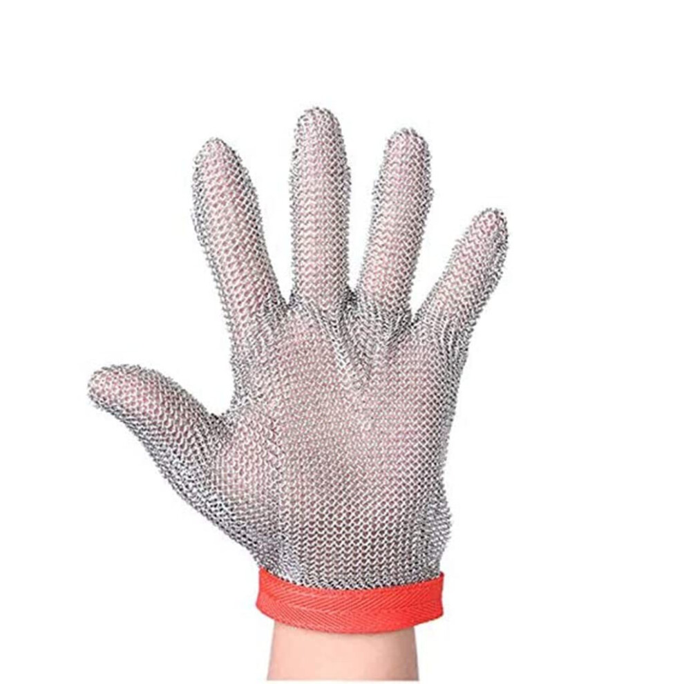 304 Stainless Steel Cut Resistant Glove, Food Grade Chainmail Butcher Glove With Adjustable Wrist Strap, Reversible Metal Mesh Safety Fit 9330225478843
