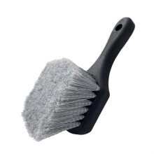 Car Wheel Brush with Soft Fur Bristles, Short Handle Tire Cleaning Brush, AntiSlip Durable Design