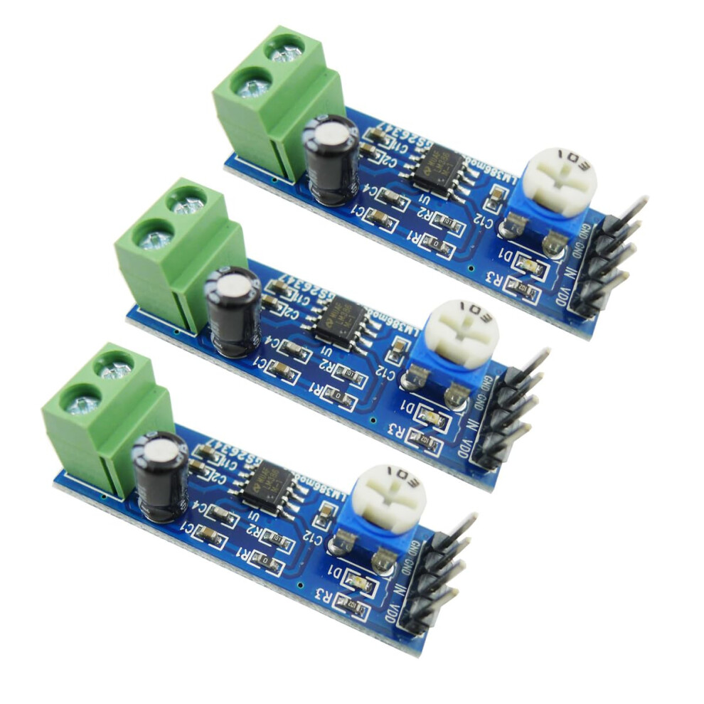 Lm386 Audio Amplifier Module 5V12v Gain Adjustable Volume Diy Speaker Amp Board Pack Of 3 9771547996965