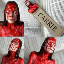 (D) Unique Horror Bookmarks 3D Cartoon Resin Portrait Bookmark Scary Horror Movie Themed Gifts for Book Lovers & Horror Fans