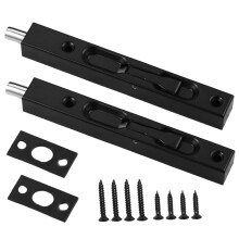 2PCS 6 Inch Stainless Steel Black Flush Bolt Door Latch, Hidden Security Lock for Double French Doors