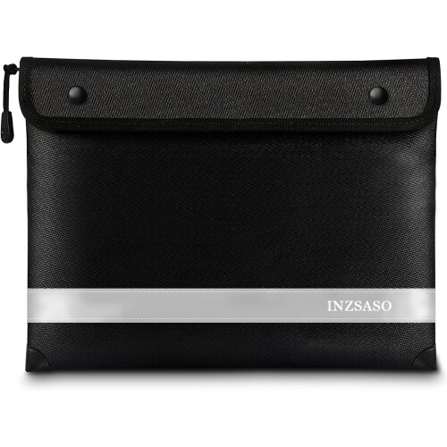 Large Fireproof and Waterproof Document Bag 14.1'x10.8' with Reflective Strip for Cash and Documents