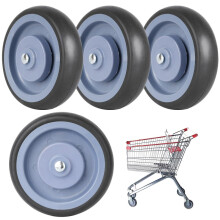 5 Inch TPR Shopping Cart Casters 4 Pack, Heavy Duty 1200 lb Load Wheels, Quiet Smooth Rolling and Durable