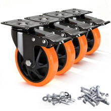 5 Inch Heavy Duty Caster Wheels Set of 4, Dual Lock PU Swivel Casters 800lb Load for Workbench Tool Cart Furniture