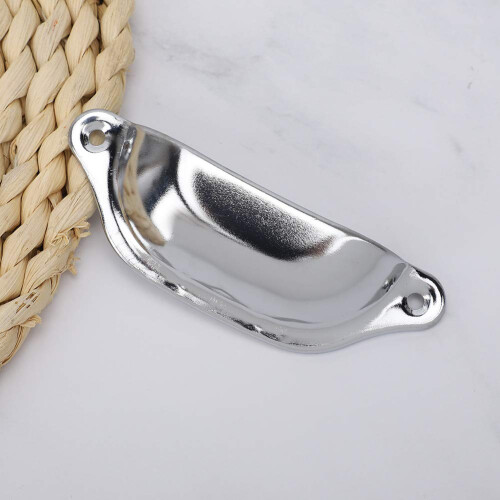 Silver and Antique Brass Cabinet Cup Pull Handles for Kitchen Drawers, Durable Iron Retro Shell Design 1