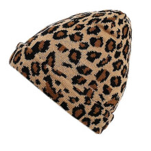 (Yellow Leopard) Fashion Leopard-print Knitted Hat Beanie Hat Woolen Hat For Outdoor Activities