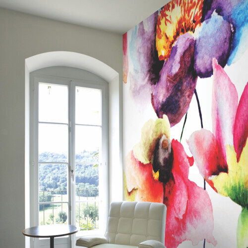 (Large (3.5m X 2.8m)) Watercolour Flora Wall Mural