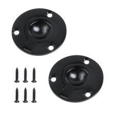2 Pcs Black Stainless Steel Flush Ring Pull Handles for Doors and Drawers, MarineGrade Flush Mount Design