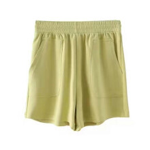 (M, Yellow) Summer Shorts Women\'s Casual High Wasit Cotton Shorts Student Harajuku Solid Loose