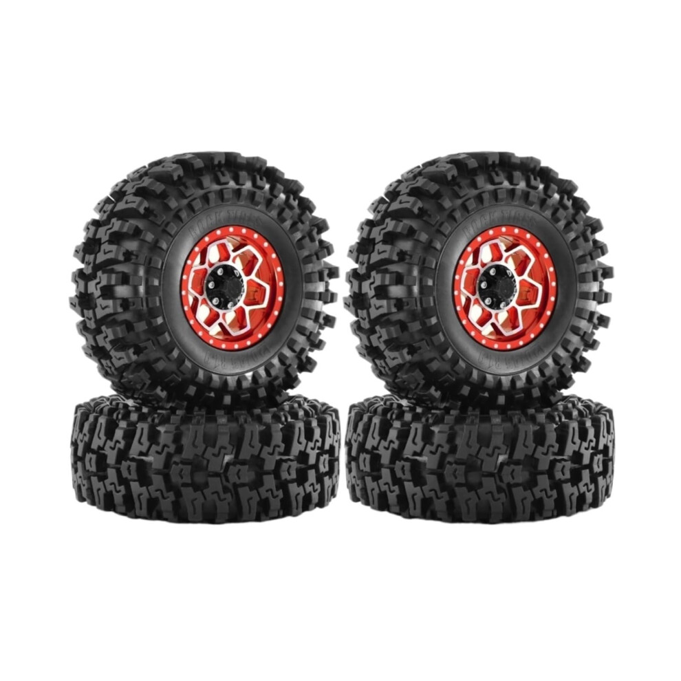 Rc Car Tires 1/10 Allterrain Grip 1.9 Rc Crawler Tires Rubber Wheels For Axial Scx10 Trx4 Red 9330225479543