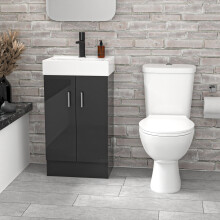 Nes Home Dark Grey 450mm Floorstanding Basin Vanity Unit And Close Coupled Toilet