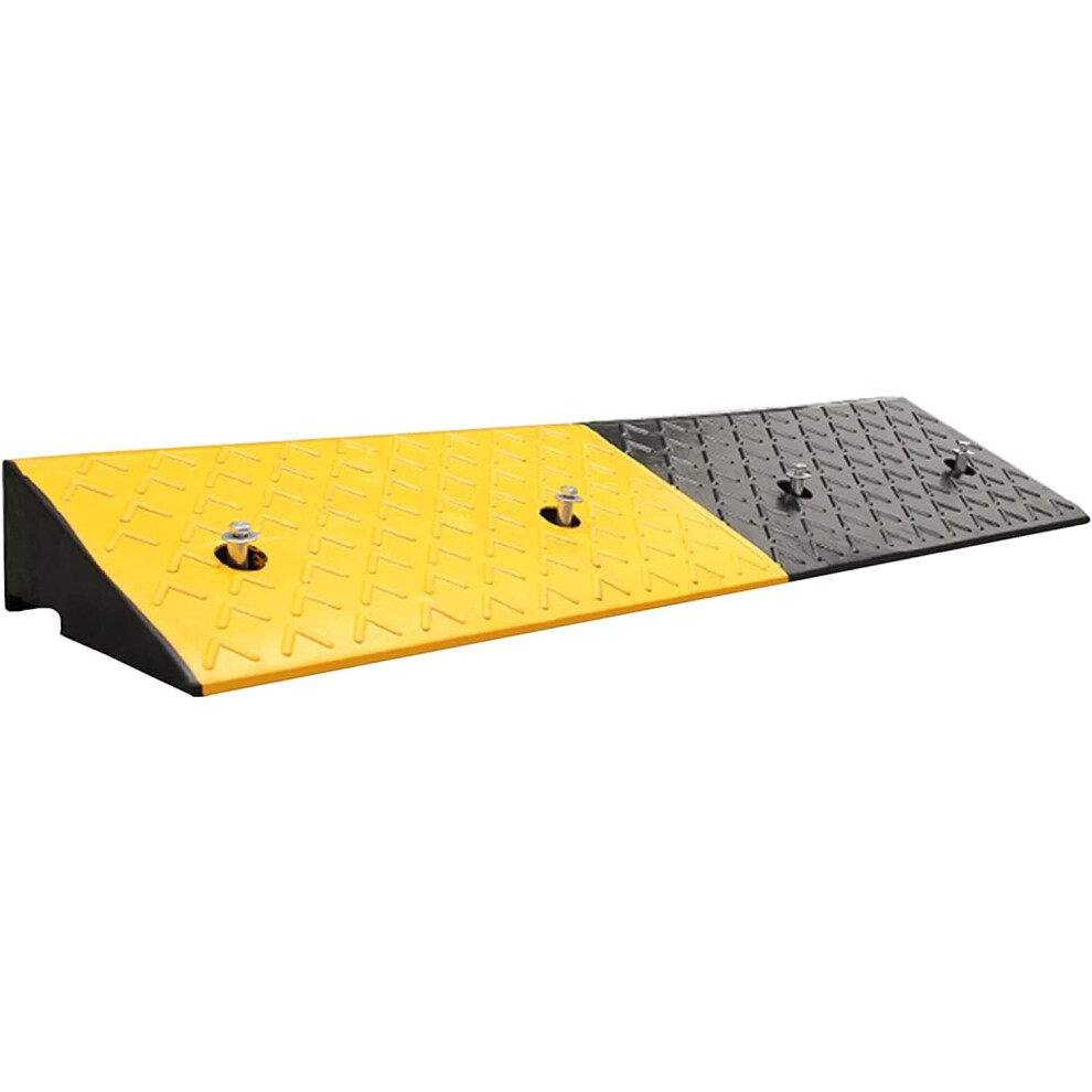 Black/Yellow Heavy Duty Rubber Threshold Ramp Non Slip Wheelchair Curb Ramp For Driveways And Doorways 6000 Lbs Capacity