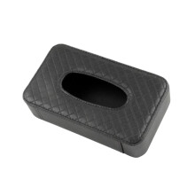 Car Tissue Box PU Leather Tissue Holder with Dustproof Cover Backhanging SpaceSaving Design Black