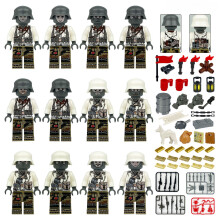 12 PCS Highland Field Forces German Army Winter Camouflage Troops Building Block Figure Set for Kids
