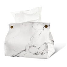 Marble Tissue Box Cover with Vintage Marble Design, Decorative Napkin Holder for Home and Office