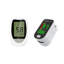 Professionele 2-in-1 thuismonitoringsset: minimaal invasieve bloedglucosemeter en zeer nauwkeurige digitale vingertop-pulsoximeter.