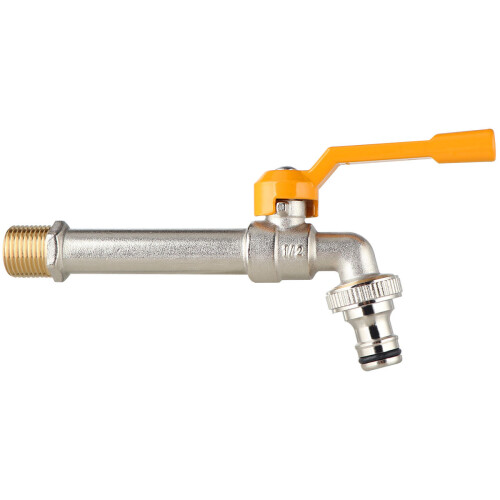 Grifo de jardín de latón extendido con mango de aluminio amarillo