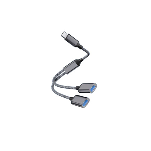 Typ-C-auf-Dual-USB-2.0-Adapter Grey