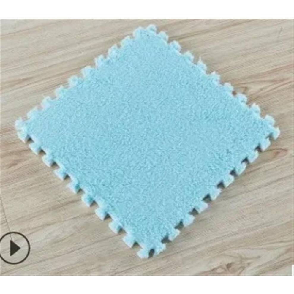 12Pcs Light Blue Interlocking Floor Mats 30X30cm Soft Plush Foam Carpet Tiles For Home And Playroom 9351714626415