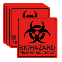 4x4 Inch Waterproof Biohazard Stickers 50 Pack Fluorescent Vinyl Bilingual Warning Labels for Labs and Hospitals