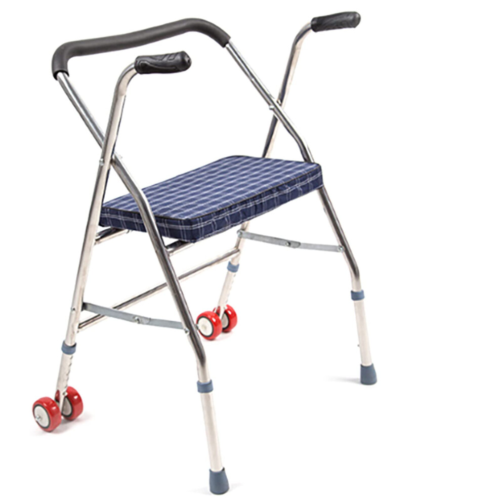 Adjustable Upright Walker for Seniors with Seat, Ergonomic Hand Brakes, Foldable Frame and Cane Holder
