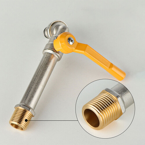Grifo de jardín de latón extendido con mango de aluminio amarillo 2