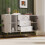 Sideboard Cabinet with 3 Drawers and 2 Doors Arched Fronts Cream White 140cm 5
