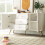 Sideboard Cabinet with 3 Drawers and 2 Doors Arched Fronts Cream White 140cm 6