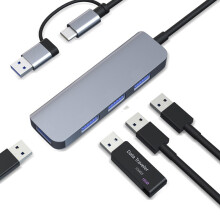 Dualer USB-C- und USB-A-Hub mit 1 USB3.0-Anschluss und 3 USB2.0-Anschlüssen