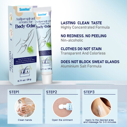 Crème anti-odeur sous les bras, odeur corporelle à base de plantes, déodorant longue durée 2