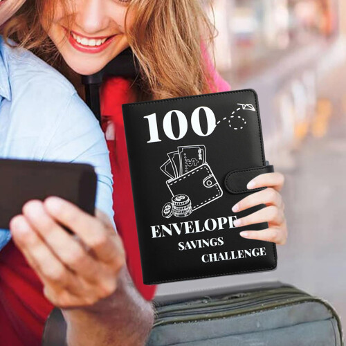 100 Day Savings Challenge Binder A5 Cash Envelope System with 100 Numbered Envelopes Visual Saving Tracker 2
