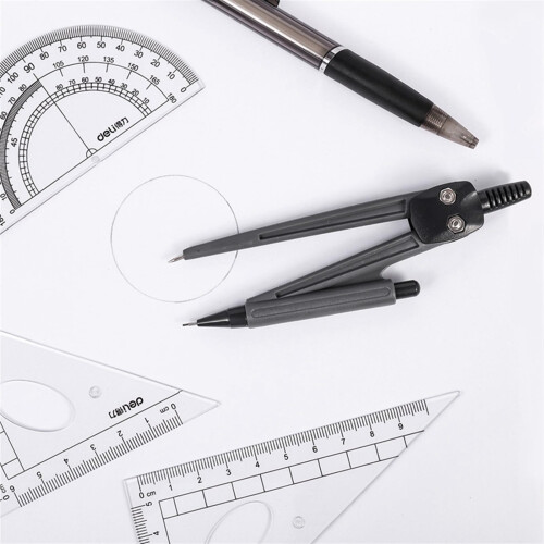 Geometry Set 8 Piece Compass and Protractor Kit for Students with Clear Plastic Precision Drawing Tools and Storage Box 2
