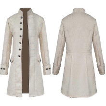 (3XL, White) Men Jackets Steampunk Vintage Tailcoat Gothic Victorian Frock Carnival Cosplay