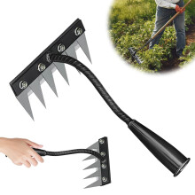 Weed Puller Tool 6‑Tine Manganese Steel Manual Weeder for Garden Soil and Yard Detachable Design