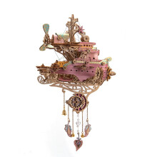Wooden 3D Puzzle Steampunk Flyship Model Kit with Victorian Design, DIY Dreamcatcher Gift for Adults