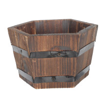 Wood Planter Barrel with Built‑in Drainage Hole, Rustic Wooden Plant Pot for Indoor and Outdoor Decor