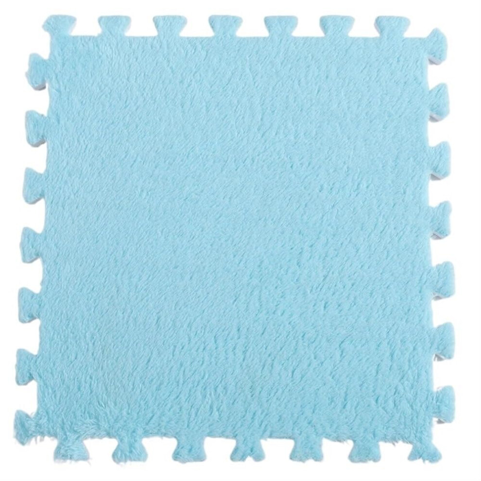 24Pcs 30X30cm Eva Foam Interlocking Floor Mats, Soft Plush Carpet Tiles For Bedroom Playroom Blue