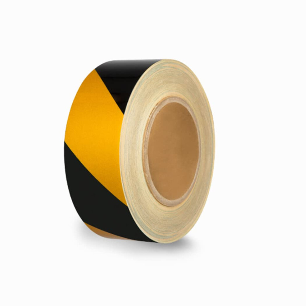 Yellow Black Hazard Warning Tape Roll 45.7M X 5Cm Visibility Safety Marking Tape For Construction Sites 9351714627290